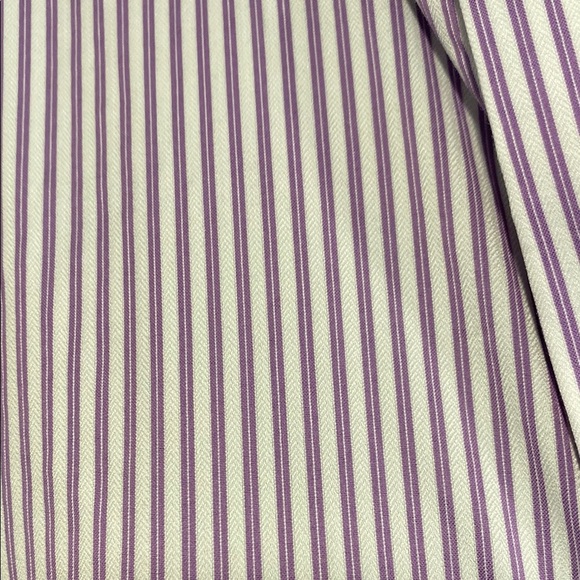 Ann Taylor Shirt Button Down Cuffed Sleeves Striped Tailored Purple Size 14 - Picture 9 of 14